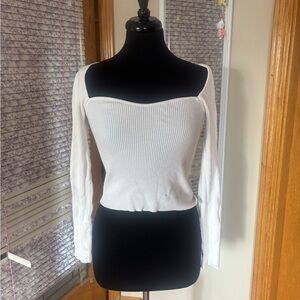 H&M Cream Ribbed Long Sleeve Top